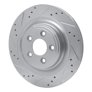 Jaguar XJ Brake Rotor (1) - Rear Left - R1 Concepts - Drilled & Slotted - Silver - `06-`15